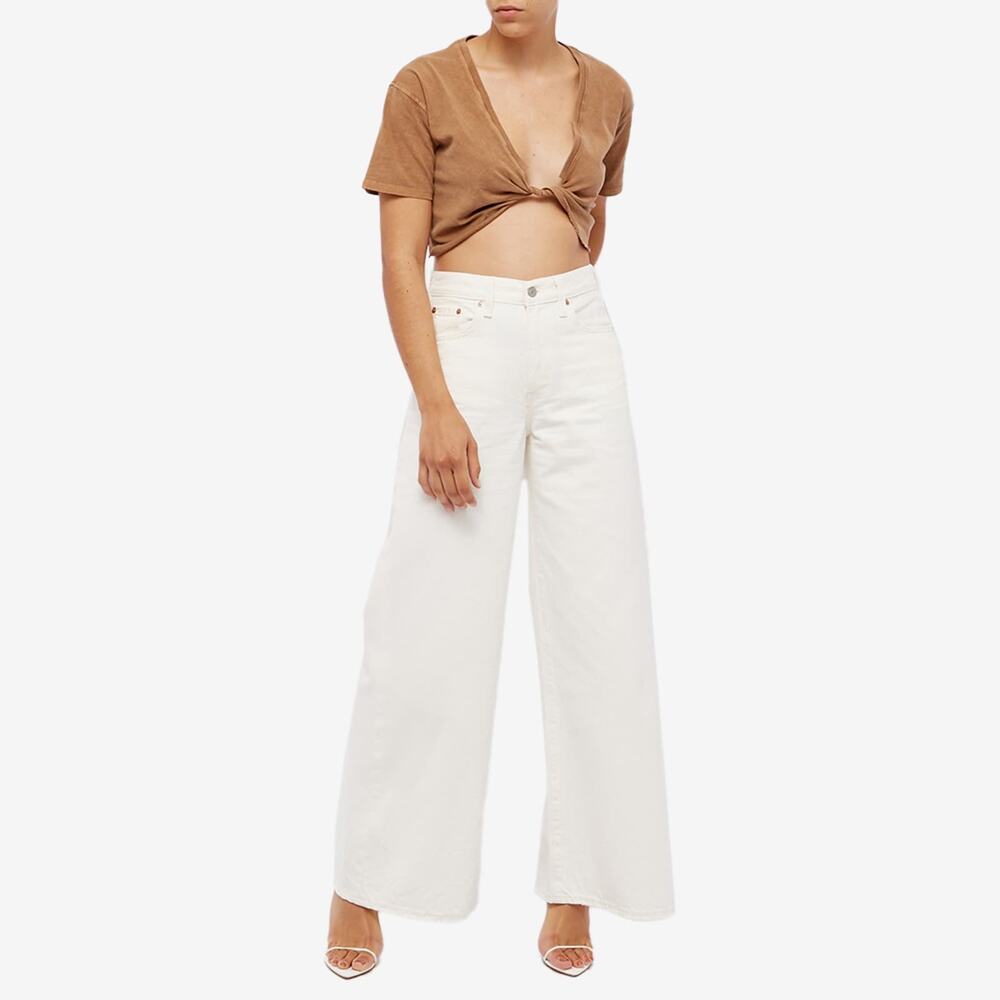 Joah Brown Cropped Knot Front Top in Light Brown